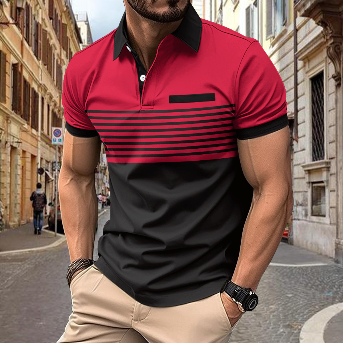 Breathable men's polo shirt – classic fit, cotton, for leisure activities
