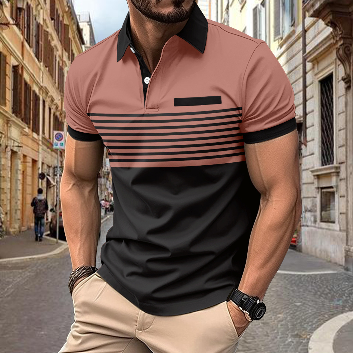 Breathable men's polo shirt – classic fit, cotton, for leisure activities