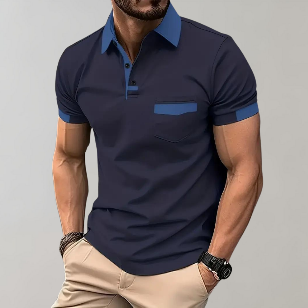 Breathable men's polo shirt – classic cut, soft cotton, for casual and office wear