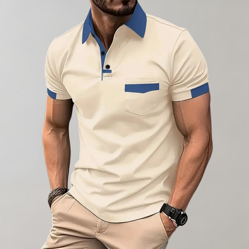 Breathable men's polo shirt – classic cut, soft cotton, for casual and office wear