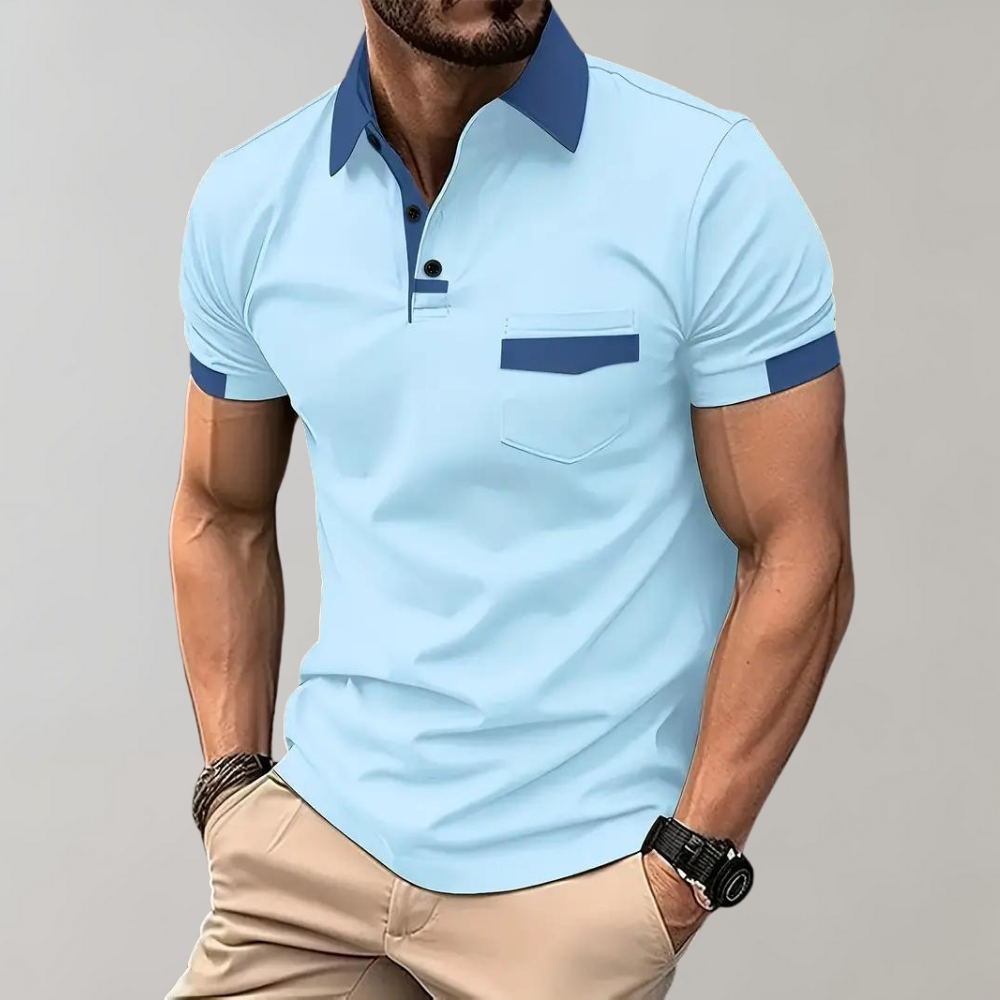 Breathable men's polo shirt – classic cut, soft cotton, for casual and office wear