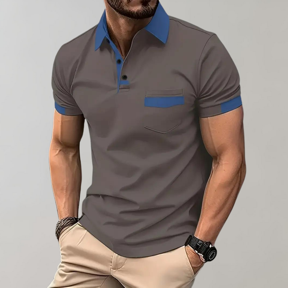 Breathable men's polo shirt – classic cut, soft cotton, for casual and office wear