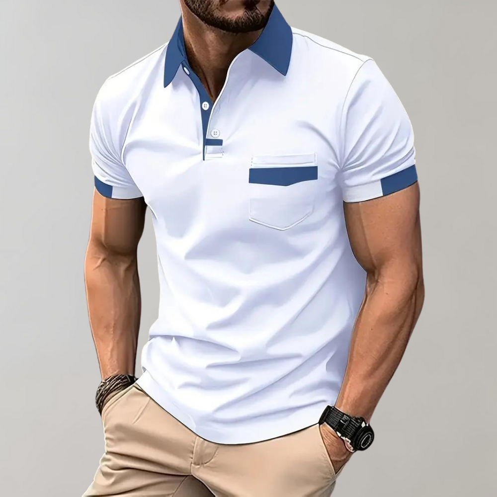 Breathable men's polo shirt – classic cut, soft cotton, for casual and office wear
