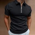 Breathable men's polo shirt – relaxed fit, polyester, for casual and office wear