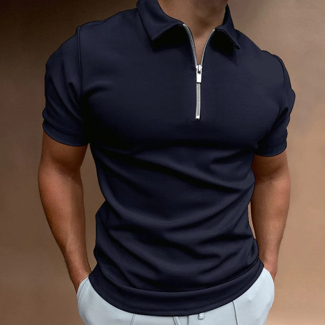 Breathable men's polo shirt – relaxed fit, polyester, for casual and office wear