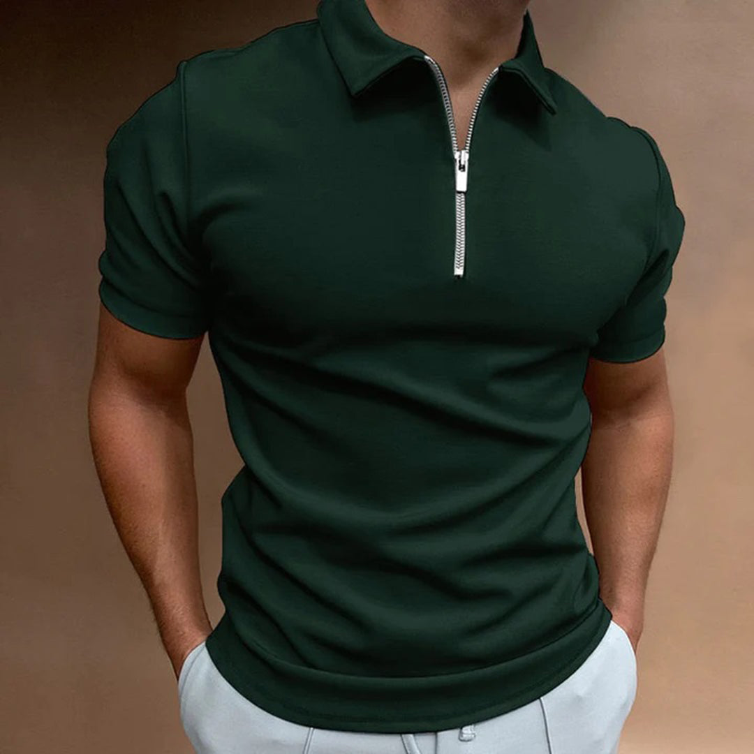 Breathable men's polo shirt – relaxed fit, polyester, for casual and office wear