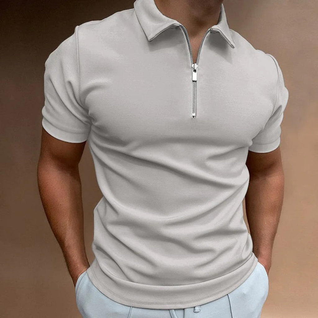Breathable men's polo shirt – relaxed fit, polyester, for casual and office wear