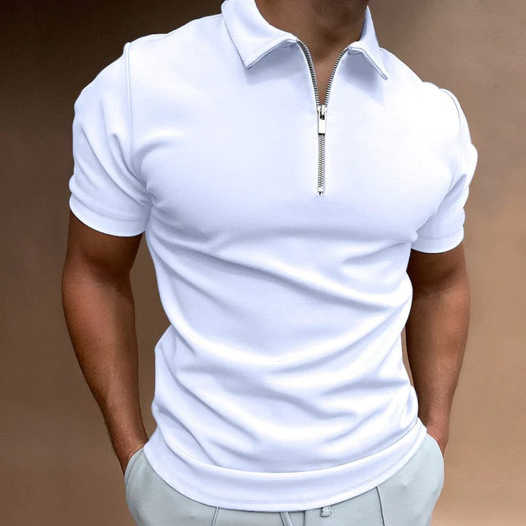 Breathable men's polo shirt – relaxed fit, polyester, for casual and office wear