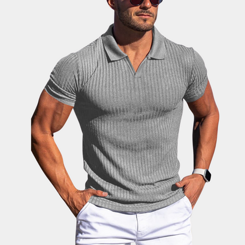 Breathable men's polo shirt – fitted ribbed design, high-quality fabric, for summer activities
