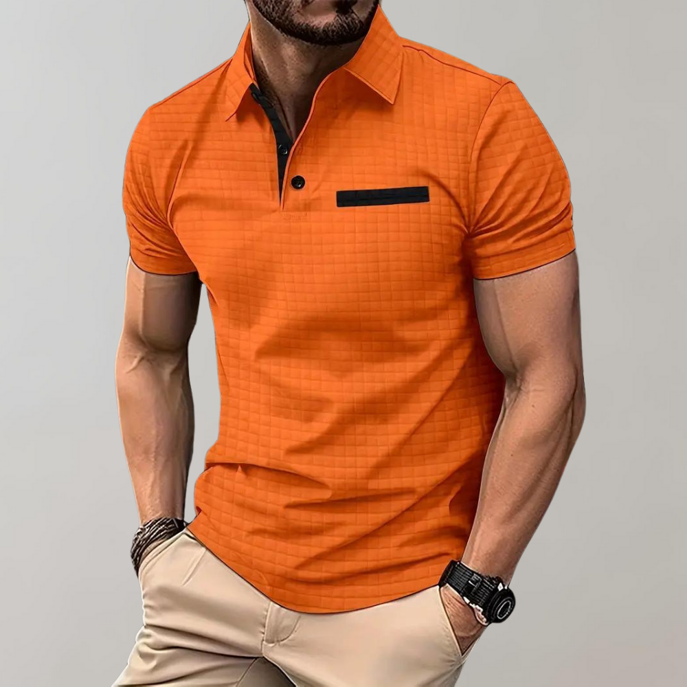 Breathable men's polo shirt – timeless design, polyester, for casual and office wear
