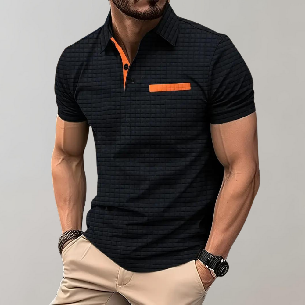 Breathable men's polo shirt – timeless design, polyester, for casual and office wear
