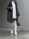 Warm Women's Long Coat - Oversized Faux Shearling, Winter