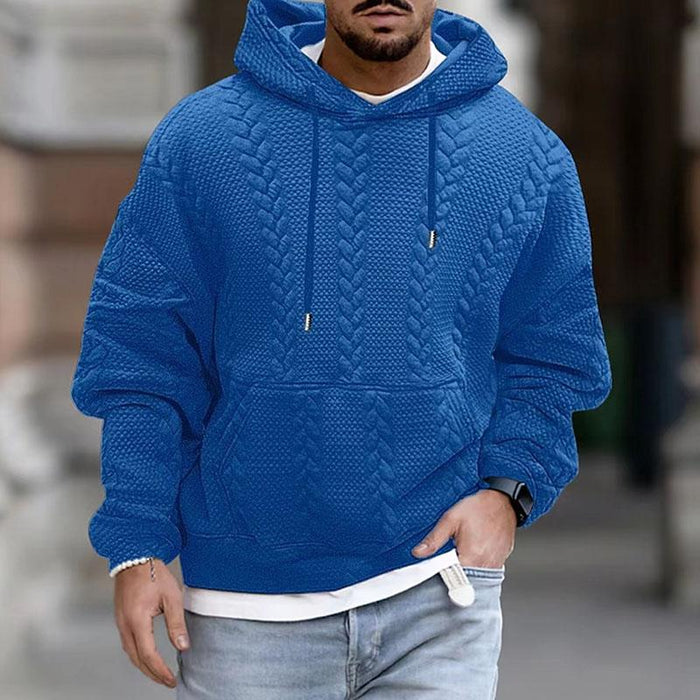 Warmer, kuscheliger Herren-Kapuzenpullover – Zopfmuster, Freizeitkleidung