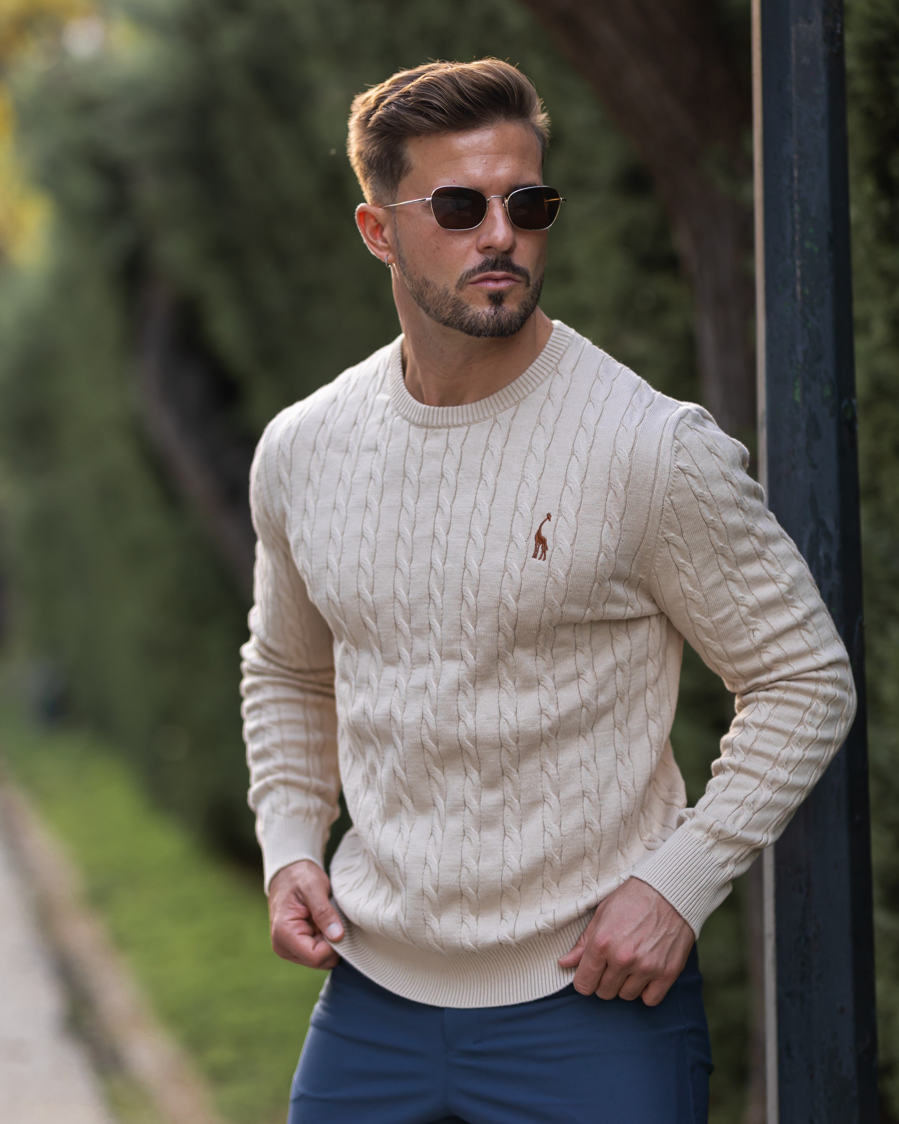 Soft Timeless Men's Cable Knit Sweater - Crewneck, Cotton