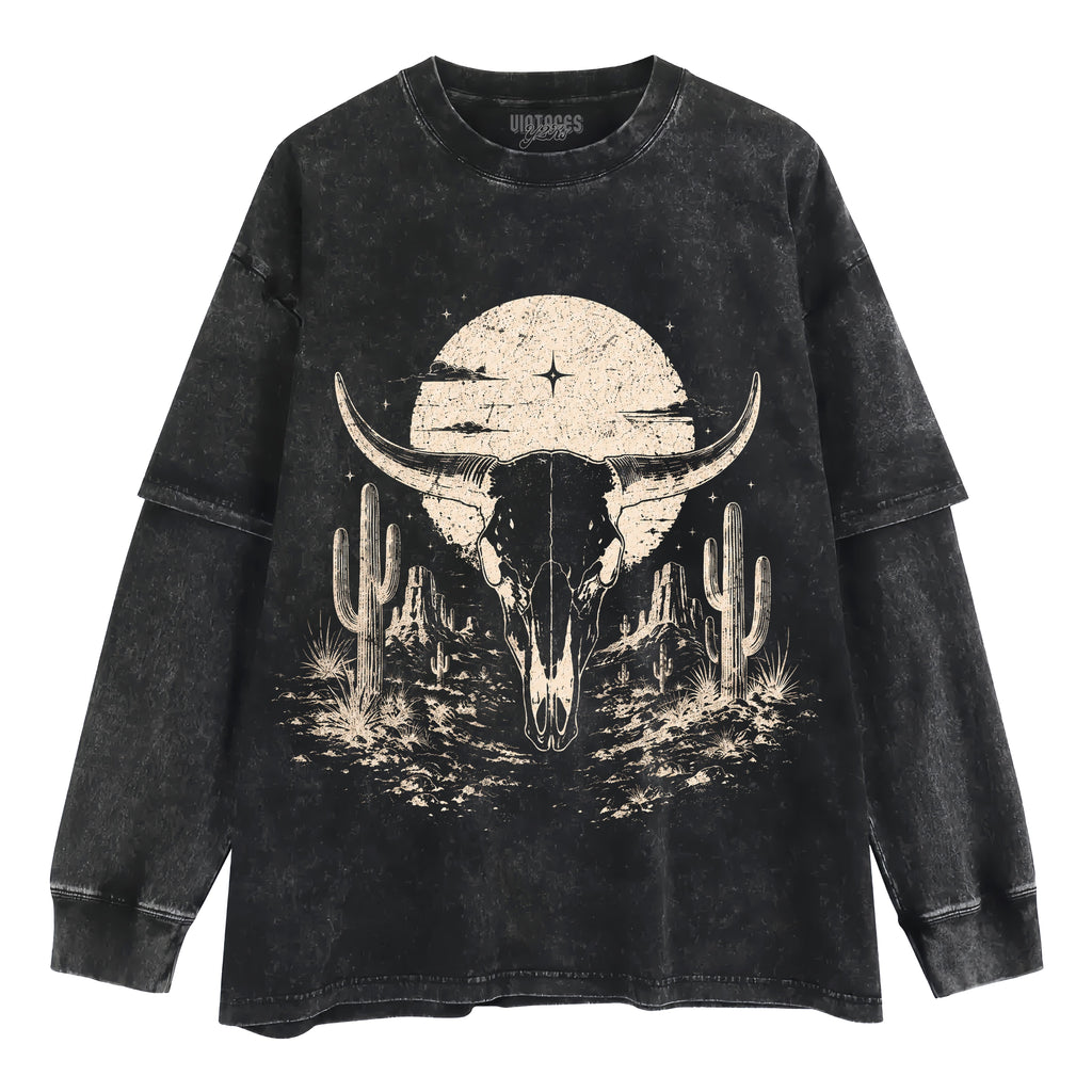 BULL SKULL WESTERN TANK TOP & TEE & LONG SLEEVE & LAYERED LS & HOODIE
