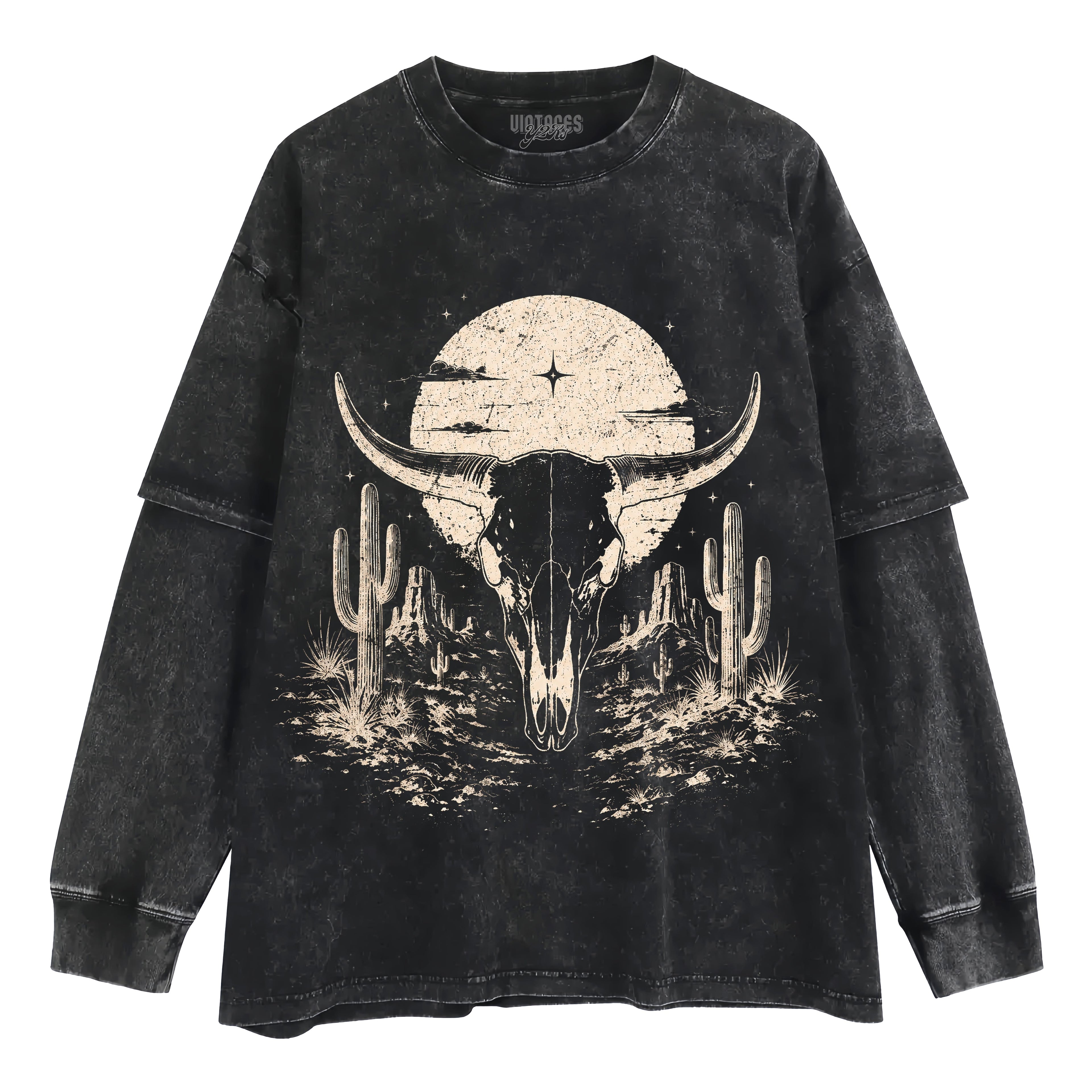 BULL SKULL WESTERN TANK TOP & TEE & LONG SLEEVE & LAYERED LS & HOODIE