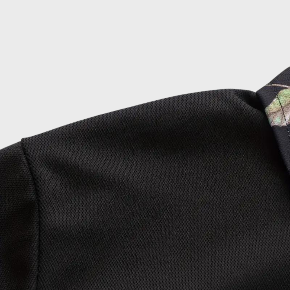 Breathable men’s polo shirt – floral design, polyester, for casual days