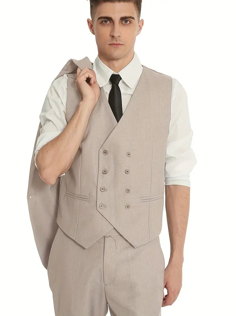 Breathable men's suit – fitted three-piece design, high-quality fabric, for formal occasions