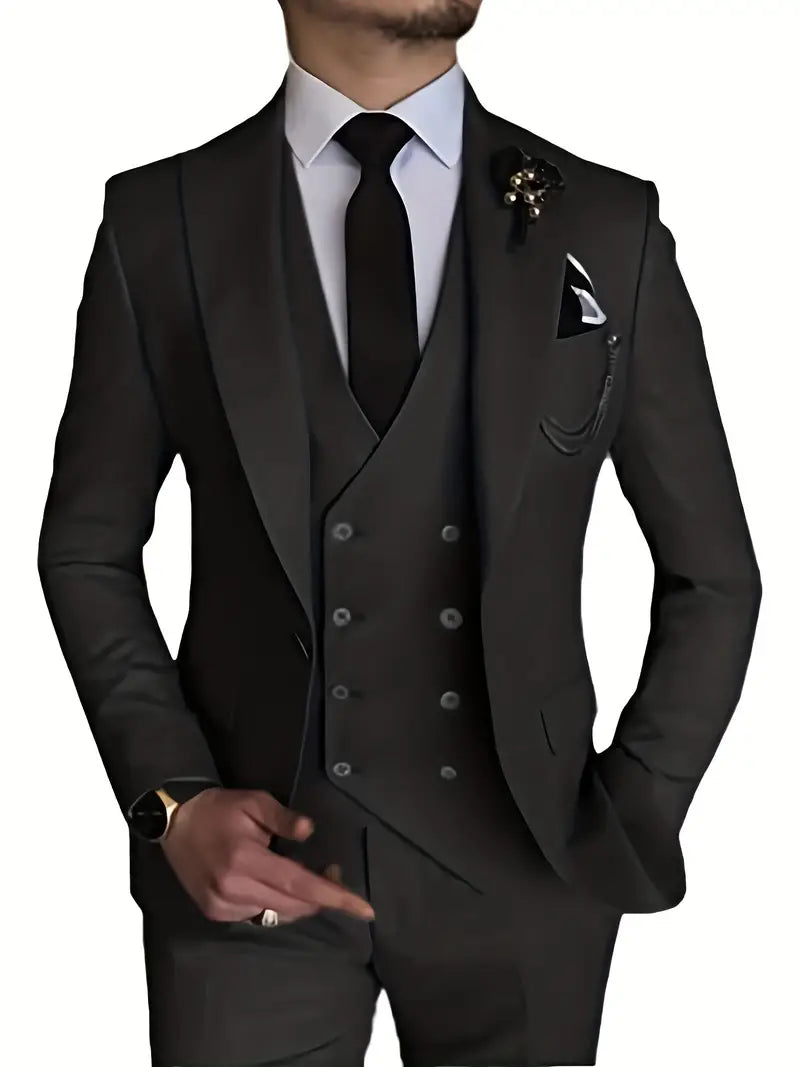 Breathable men's suit – fitted three-piece design, high-quality fabric, for formal occasions