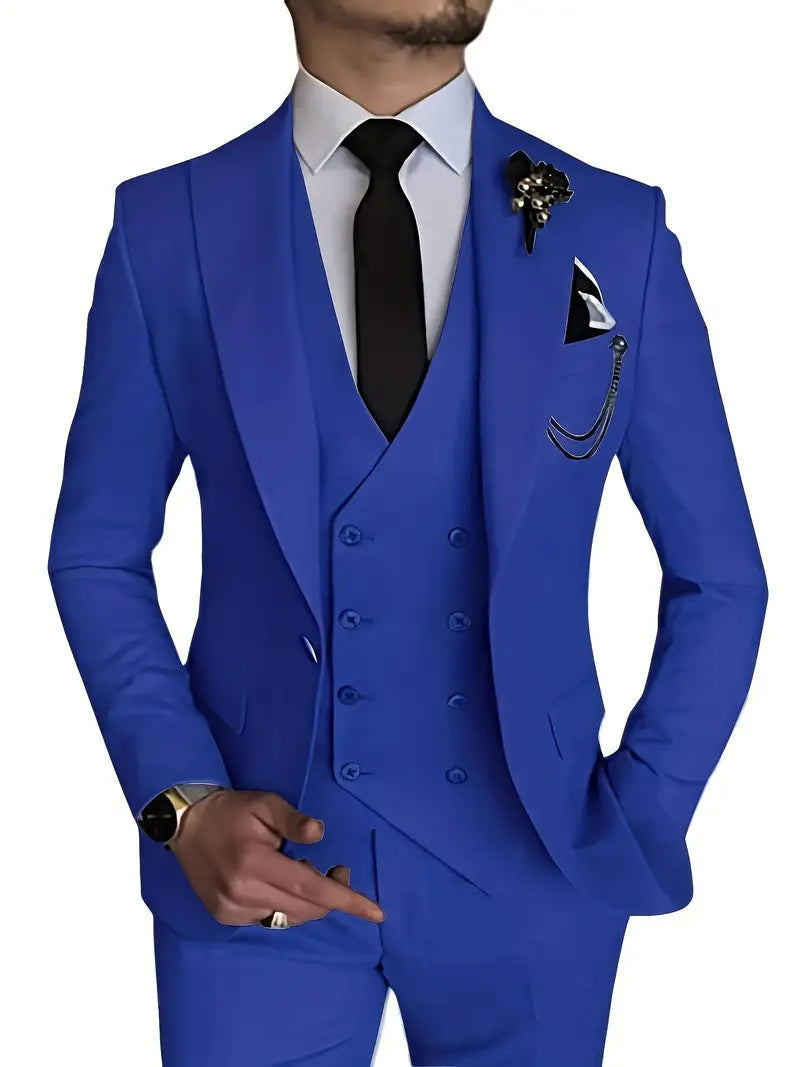 Breathable men's suit – fitted three-piece design, high-quality fabric, for formal occasions