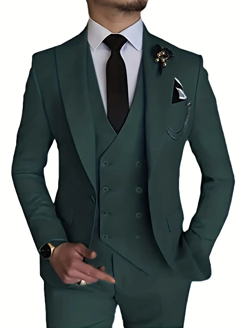 Breathable men's suit – fitted three-piece design, high-quality fabric, for formal occasions