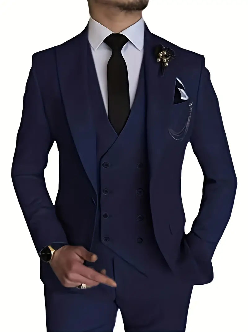 Breathable men's suit – fitted three-piece design, high-quality fabric, for formal occasions