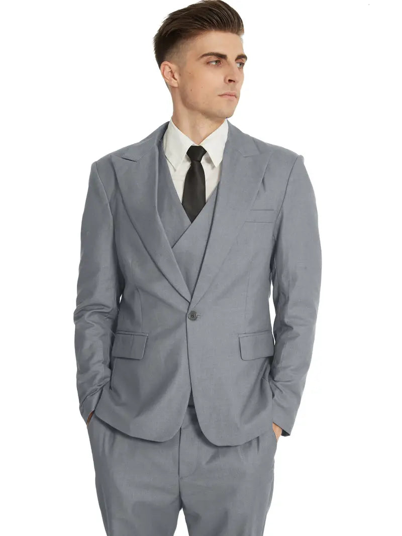 Breathable men's suit – fitted three-piece design, high-quality fabric, for formal occasions