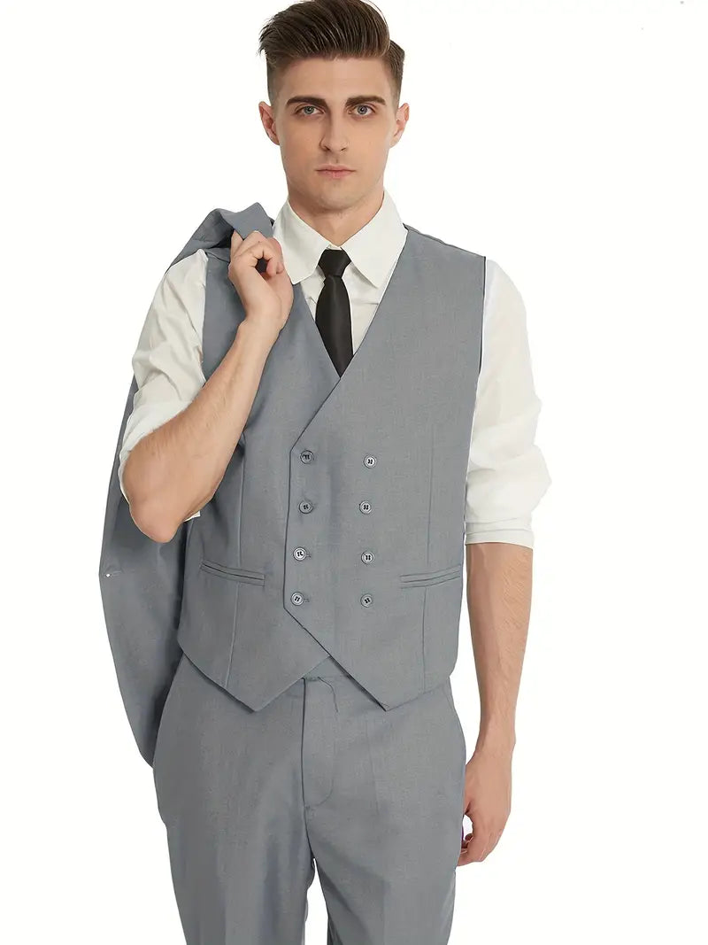 Breathable men's suit – fitted three-piece design, high-quality fabric, for formal occasions