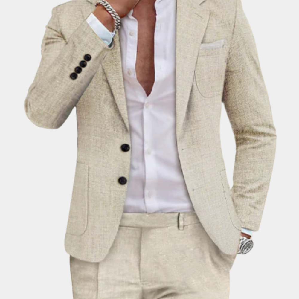 Breathable men's suit – tailored fit, premium linen, for weddings and formal occasions