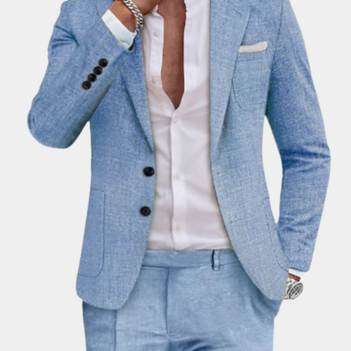Breathable men's suit – tailored fit, premium linen, for weddings and formal occasions