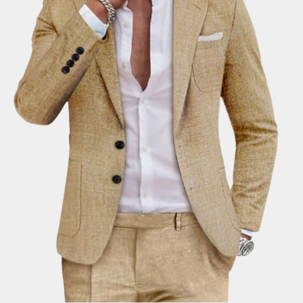 Breathable men's suit – tailored fit, premium linen, for weddings and formal occasions