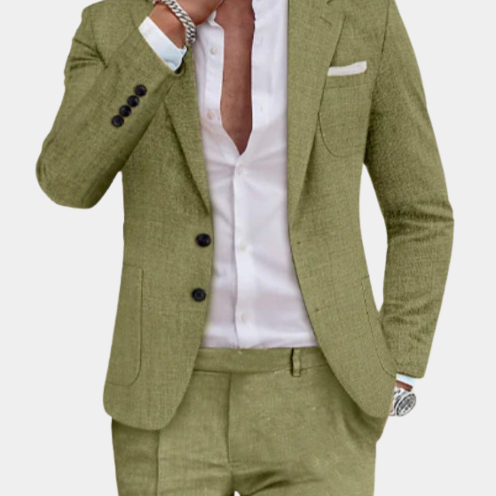 Breathable men's suit – tailored fit, premium linen, for weddings and formal occasions