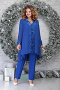 Breathable plus size suit for women – short sleeve blouse, lace jacket, versatile for special occasions
