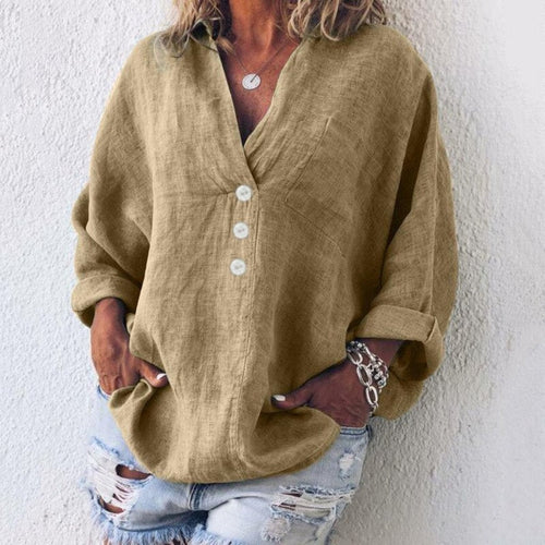 Breathable women's blouse – lightweight linen, effortless summer tops for women, for casual outings