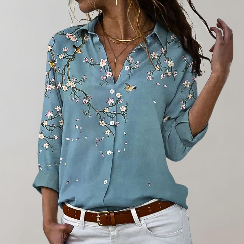 Breathable women’s blouse – long sleeve, versatile prints, for office or casual wear
