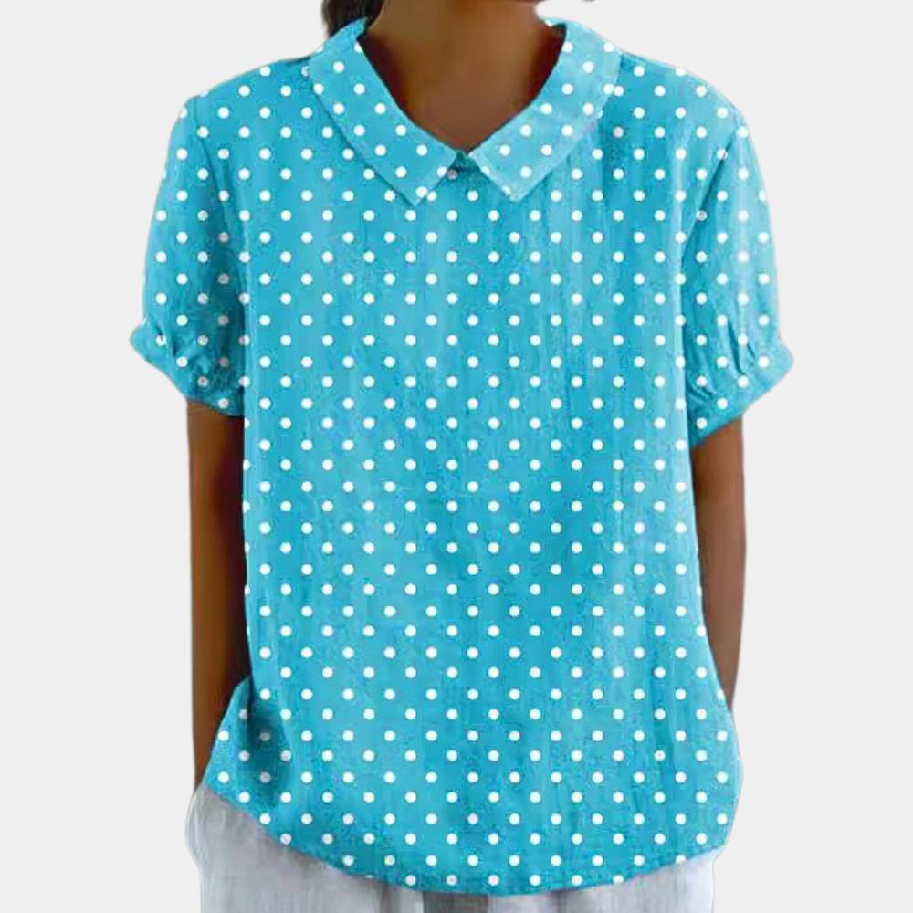 Breathable women's blouse – short-sleeve floral design, stretchy, for summer outings