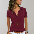 Breathable women's blouse – short sleeve, lightweight fabric, for summer outings