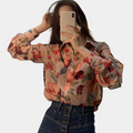 Breathable women’s floral blouse – relaxed fit, chiffon, for autumn outings