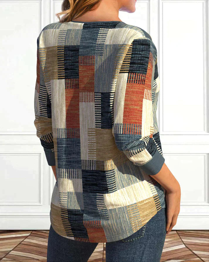 Breathable women's going out top – geometric print, lightweight, for casual outings