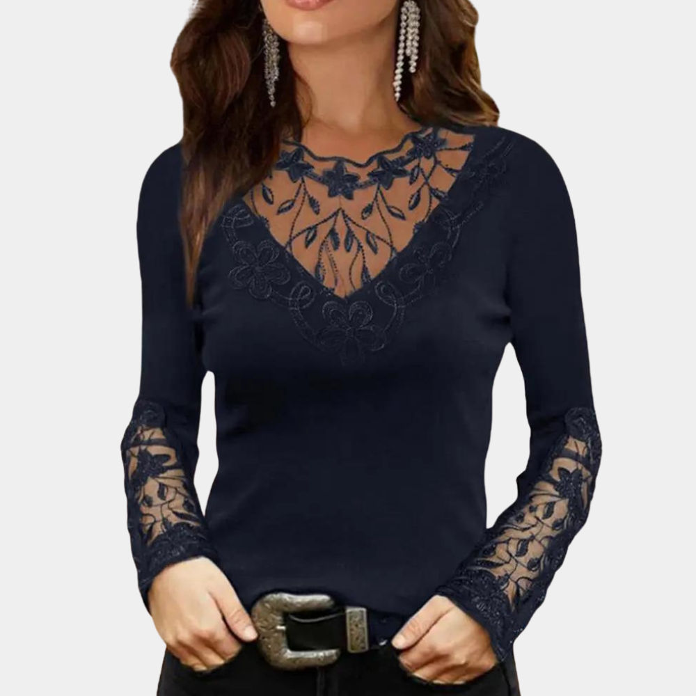 Breathable women's lace blouse – sophisticated design, lightweight fabric, for summer outings