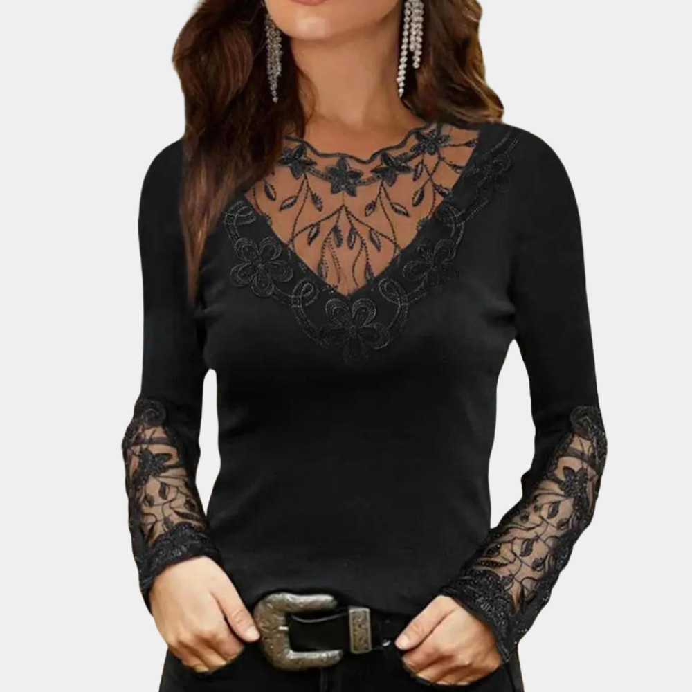 Breathable women's lace blouse – sophisticated design, lightweight fabric, for summer outings