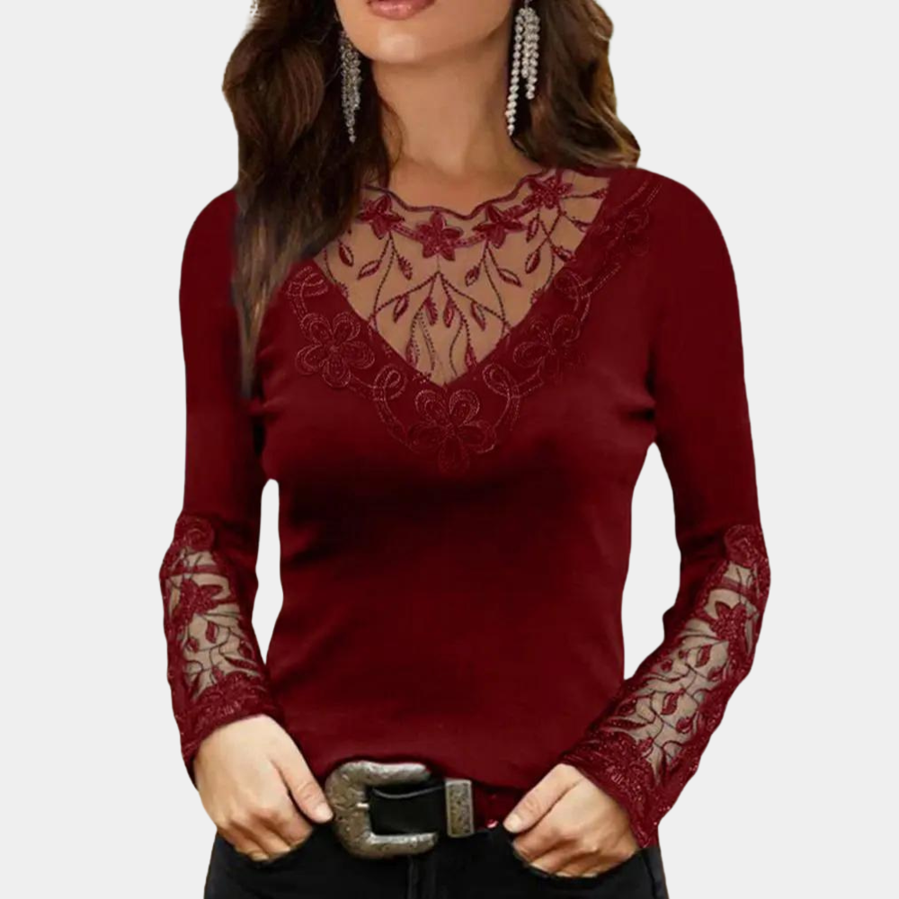 Breathable women's lace blouse – sophisticated design, lightweight fabric, for summer outings