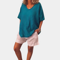 Breathable women's oversized T-shirt – relaxed fit, cotton, for summer outings