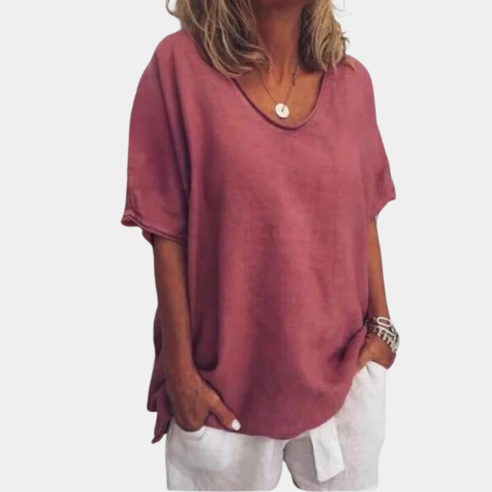 Breathable women's oversized T-shirt – relaxed fit, cotton, for summer outings