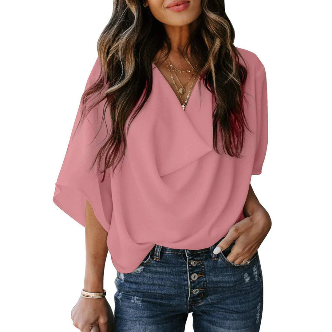 Breathable women's shirt – elegant design, soft polyester, for casual outings