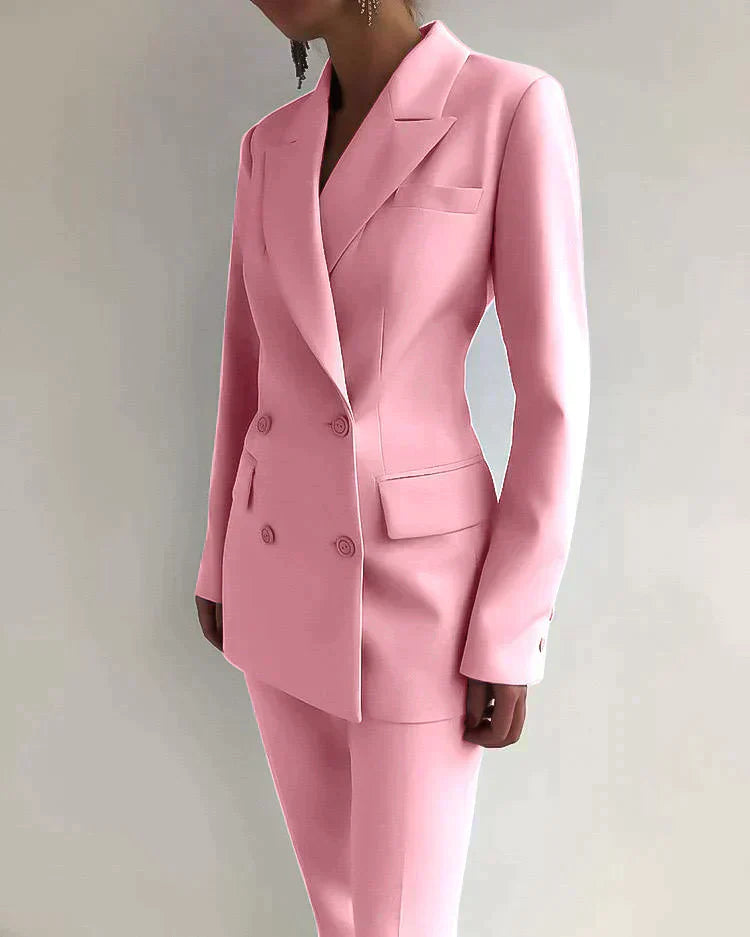Breathable women's suit – tailored blazer and pant set, premium polyester, for professional and formal occasions