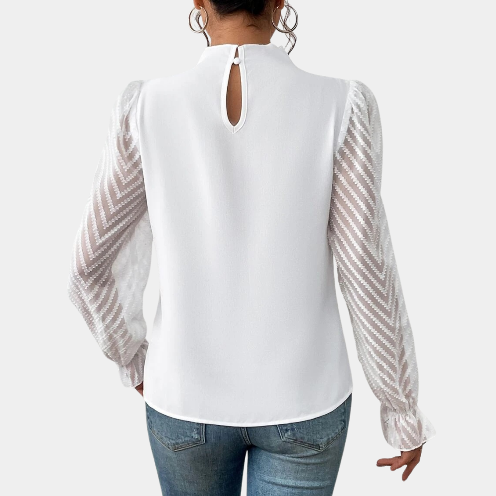 Breathable women's top – long sleeve coastal design, lightweight fabric, for summer outings