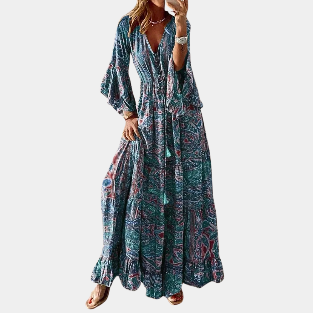 Elegant Long Bohemian Maxi Dress for Women, Flattering Fit, Comfortable Summer and Formal Dress, Multiple Colors and Sizes Available