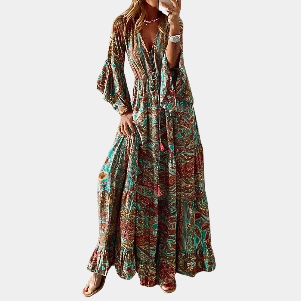 Elegant Long Bohemian Maxi Dress for Women, Flattering Fit, Comfortable Summer and Formal Dress, Multiple Colors and Sizes Available