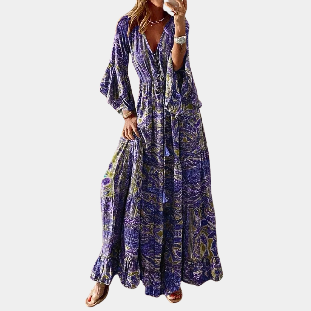 Elegant Long Bohemian Maxi Dress for Women, Flattering Fit, Comfortable Summer and Formal Dress, Multiple Colors and Sizes Available